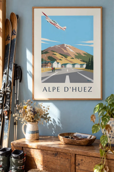 Plakat altiportu Alpe d’Huez : w ramie na ścianie