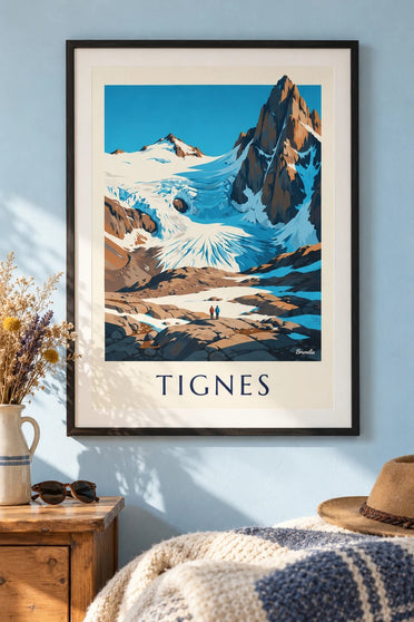Plakat Tignes, Grande Motte i Grande Casse latem : w ramie na ścianie