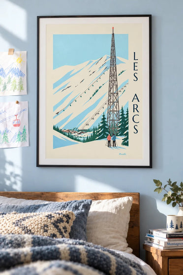 Plakat Les Arcs, Arc 1600 i jego tras narciarskich : w ramie na ścianie