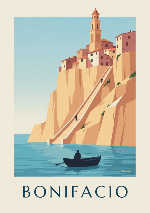 Poster of the King of Aragon’s Staircase in the cliff of Bonifacio: the full poster