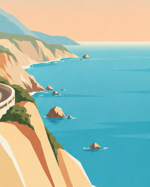 Les falaises ocre qui plongent dans l'océan turquoise, avec ses rochers au large