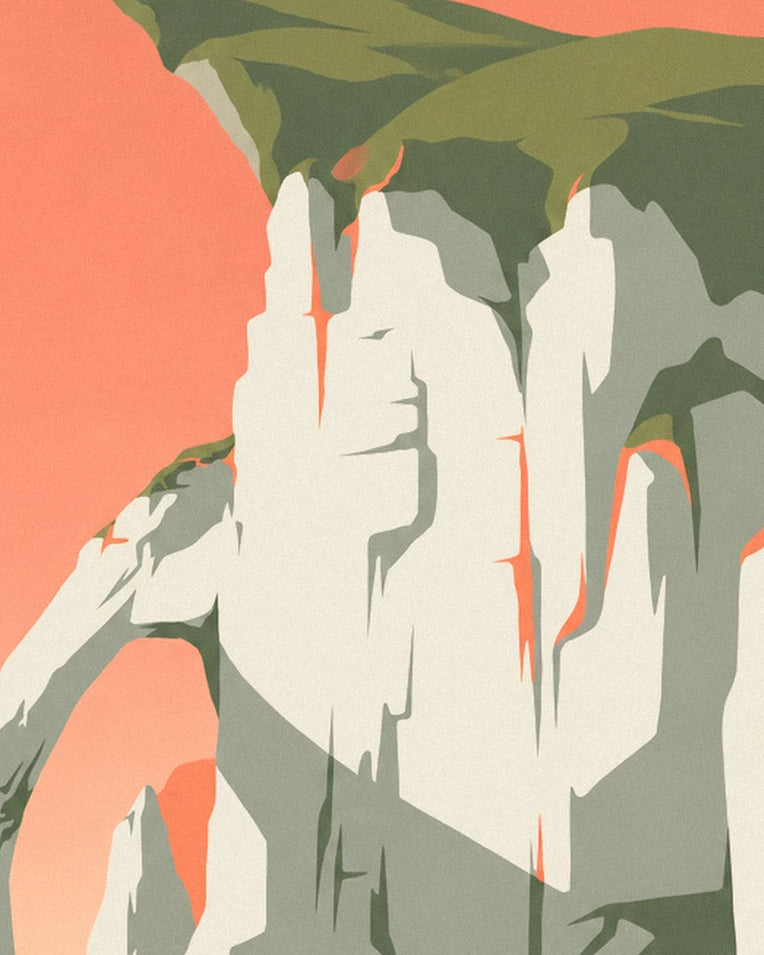 White cliffs of Étretat at sunset poster: close-up detail