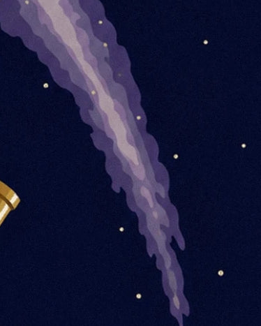 The Milky Way forming a mauve and purple ribbon among the stars in the midnight blue sky