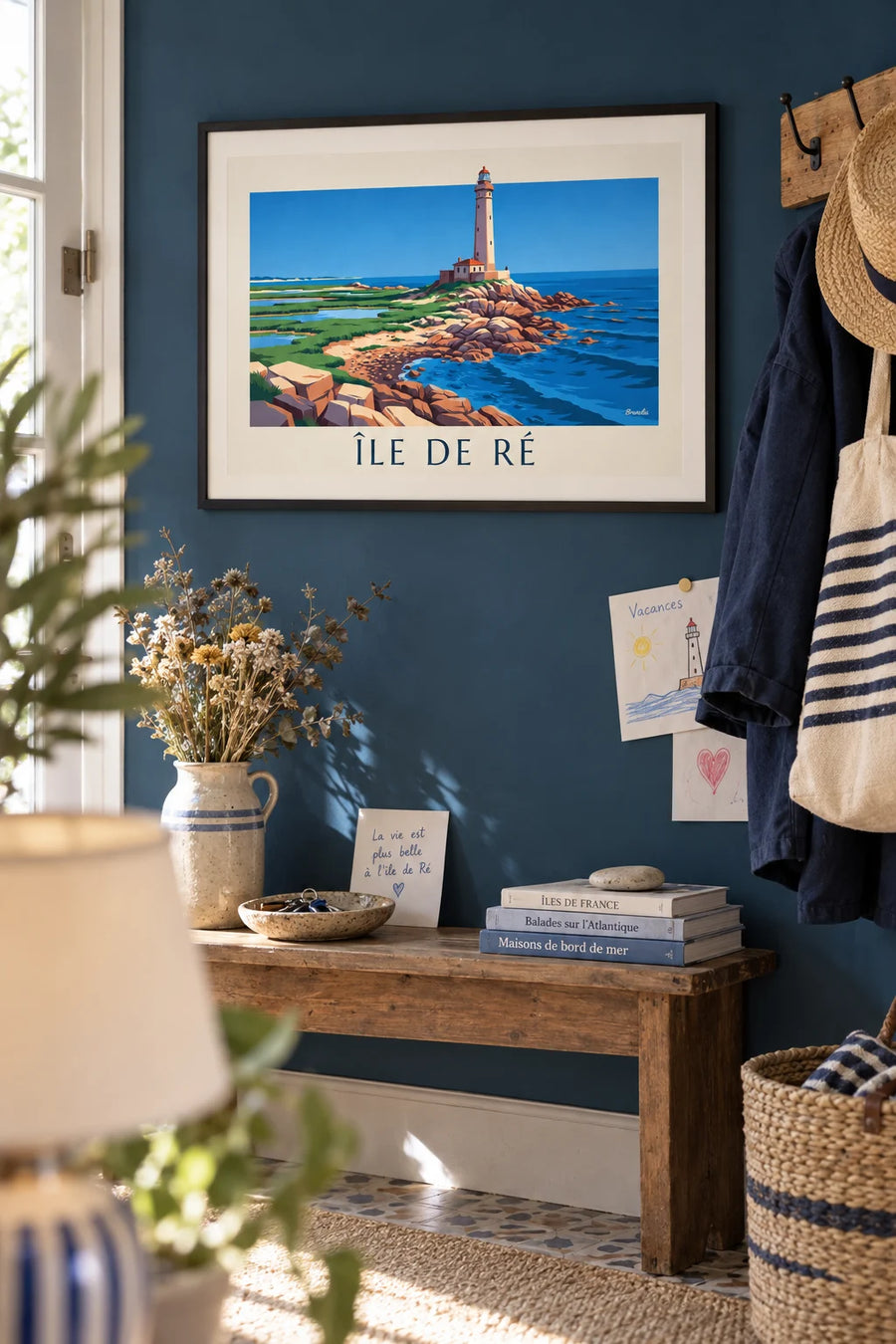 Poster of the Phare des Baleines lighthouse at the tip of Île de Ré: framed on the wall