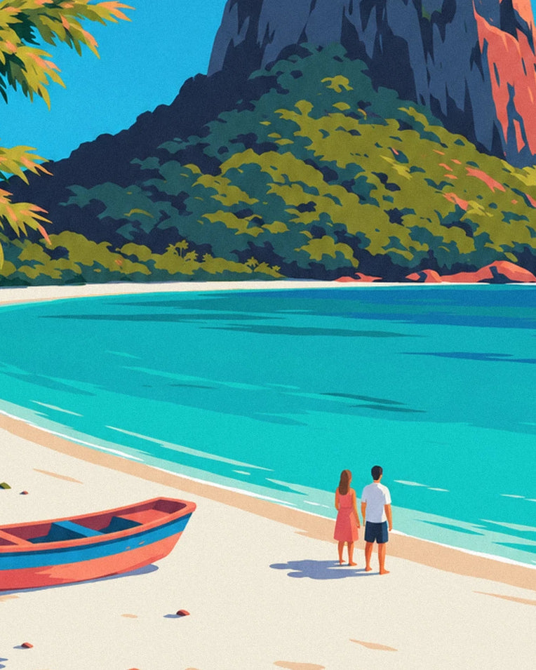 Le Morne Brabant and Mauritius lagoon poster: close-up detail
