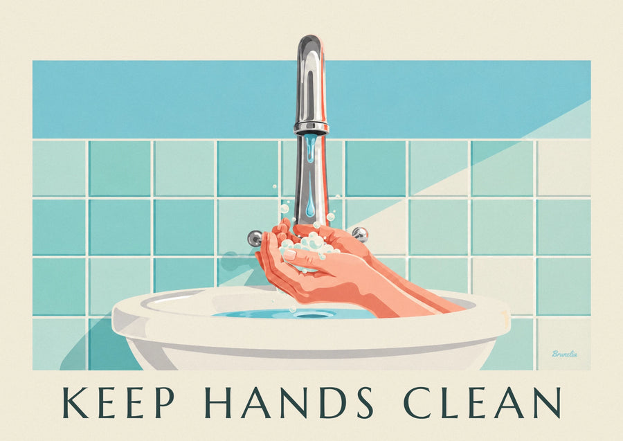 Affiche Keep hands clean pour le lavage des mains