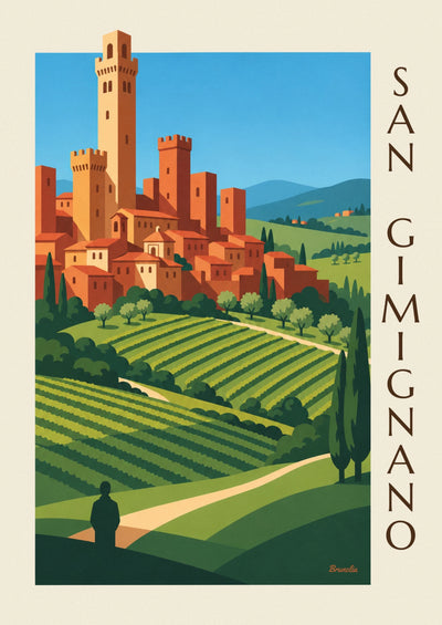 Affiche tours médiévales de San Gimignano en Toscane : l'affiche entière