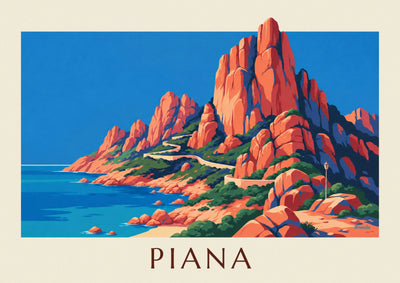 Plakat Calanques de Piana na Korsyce nad zatoką Porto: cały plakat