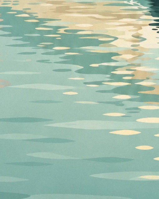 Cream and golden reflections on the turquoise-green ripples of the Grand Canal