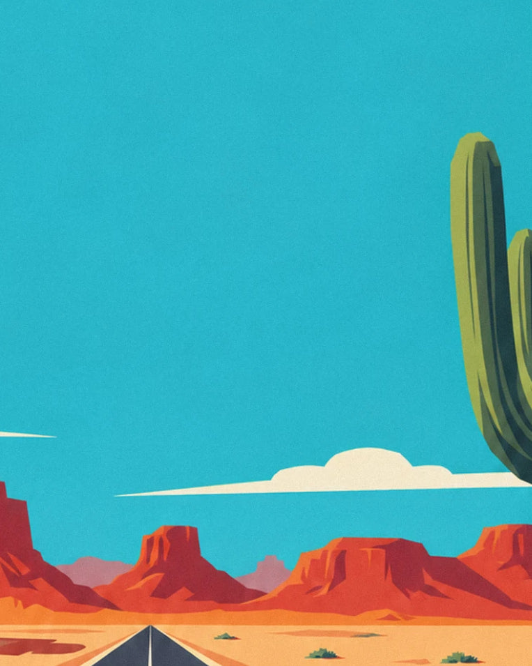 Route 66 car in the American desert poster: close-up detail