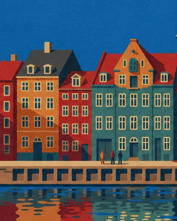 Les façades colorées de Nyhavn et les 3 silhouettes sur le quai