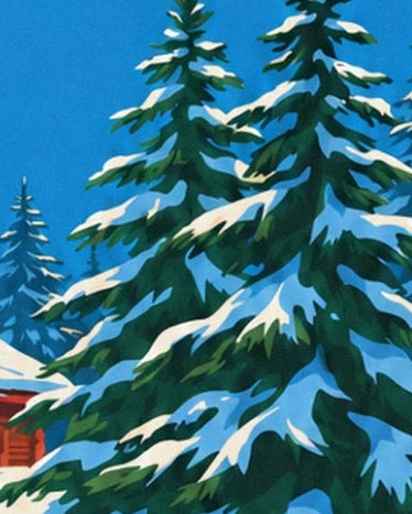 Les sapins vert sombre aux branches chargées de neige sous le ciel bleu