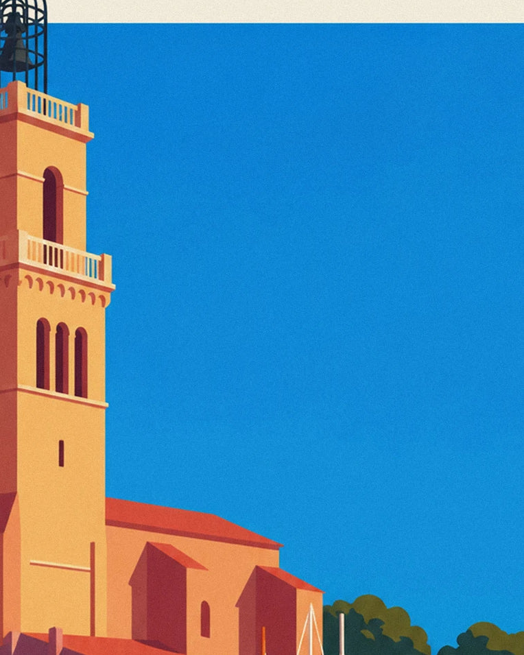 Affiche voiliers amarrés au vieux port de Saint-Tropez : détail en gros plan
