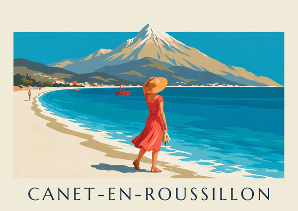 Woman by the sea in Canet-en-Roussillon poster