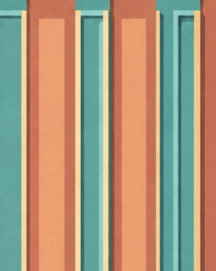 Turquoise and coral wall panels with fine golden mouldings