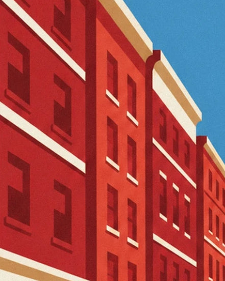 Les façades rouges de New York, leurs fenêtres sombres et leurs corniches crème