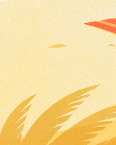 Des ombres de palmes dorées sur le sable clair et un coin de serviette rouge orangé