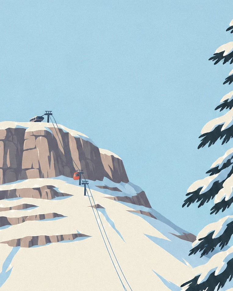 Affiche face de Bellevarde et descente olympique à Val-d'Isère : détail en gros plan
