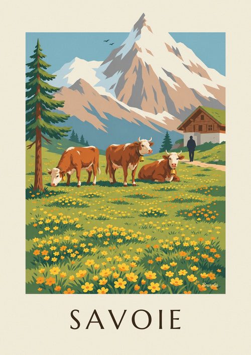 Poster of Tarine cows in the Savoy alpine pastures: the full poster