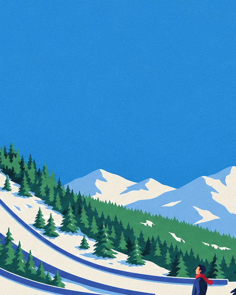 Courchevel ski jumping hills at Le Praz poster: close-up detail