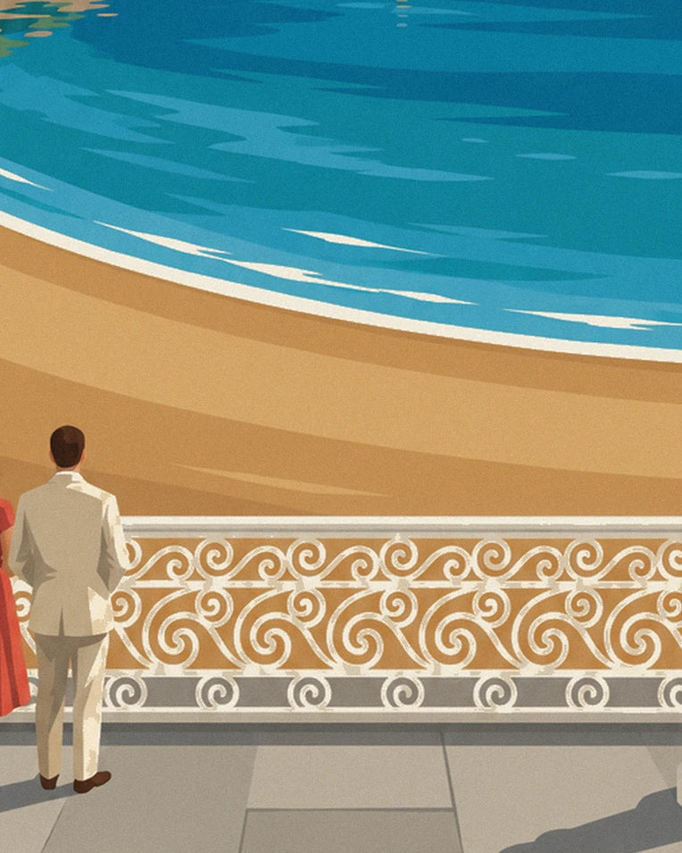 Plakat plaża La Concha w San Sebastián: zbliżenie na detal