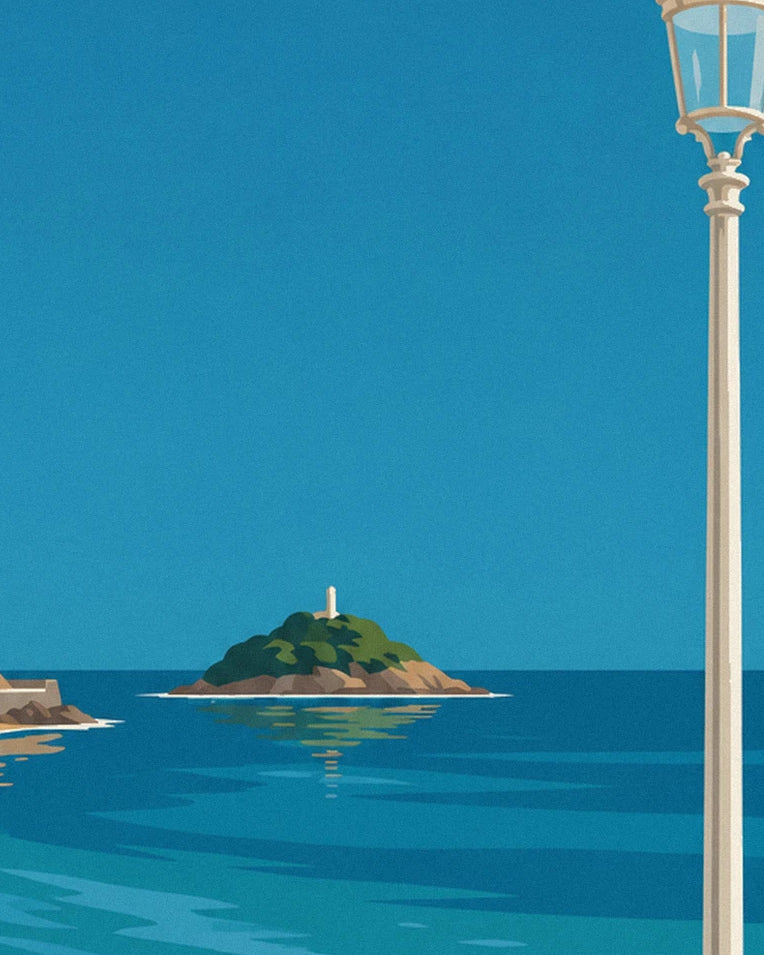 Plakat plaża La Concha w San Sebastián: zbliżenie na detal