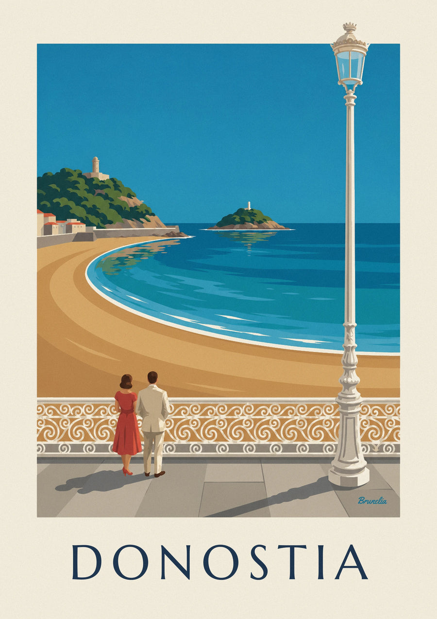 Plakat plaża La Concha w San Sebastián