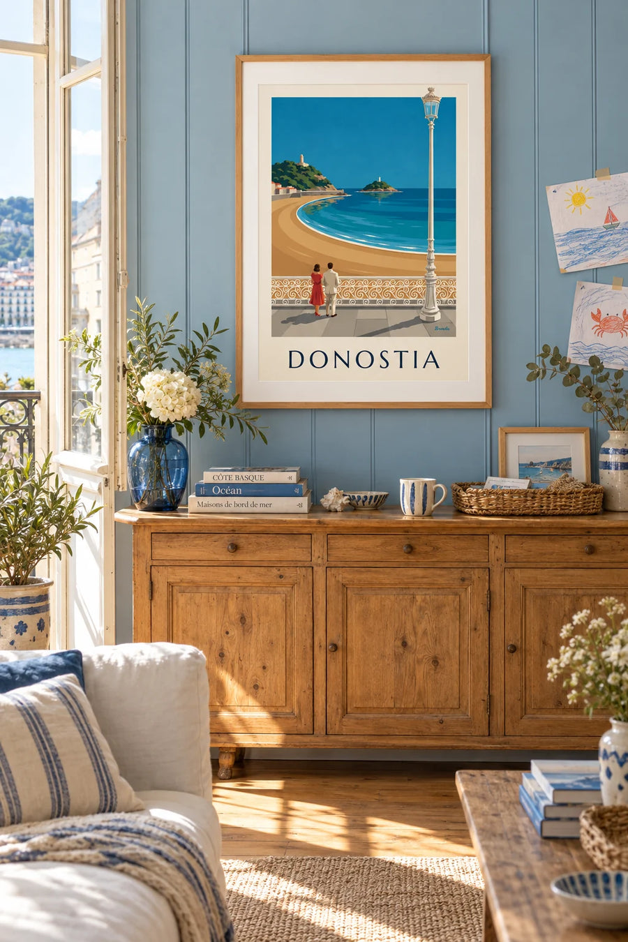 Plakat plaża La Concha w San Sebastián: w ramie na ścianie