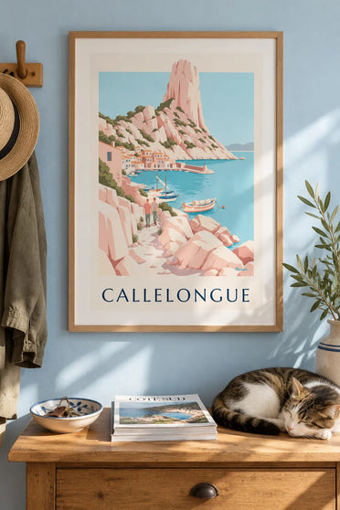 Plakat Callelongue, niewielki port wśród calanques : w ramie na ścianie