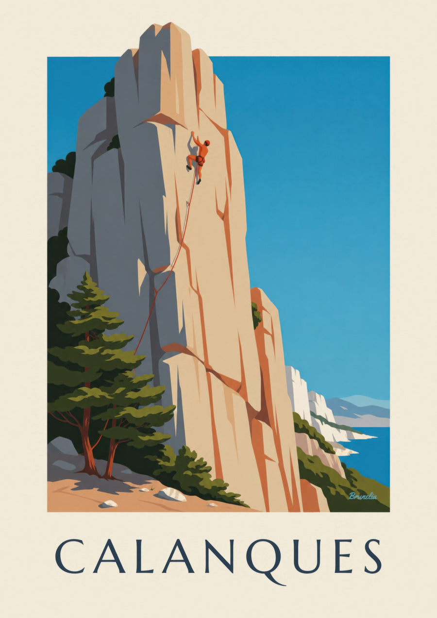 Plakat wspinaczkowy przedstawiający calanques Marsylii | Brunelia