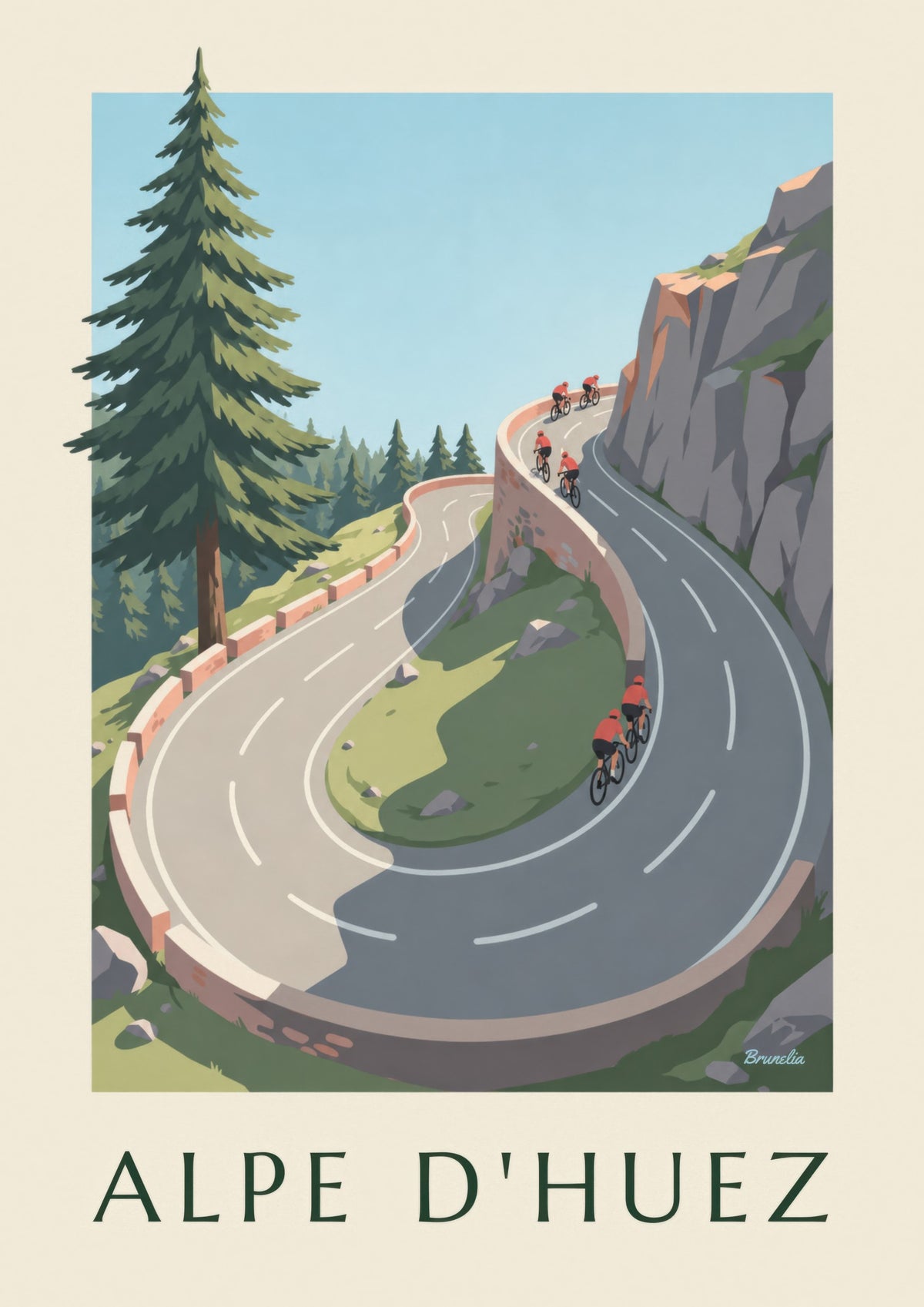 Plakat Alpe d’Huez, kolarze w górach