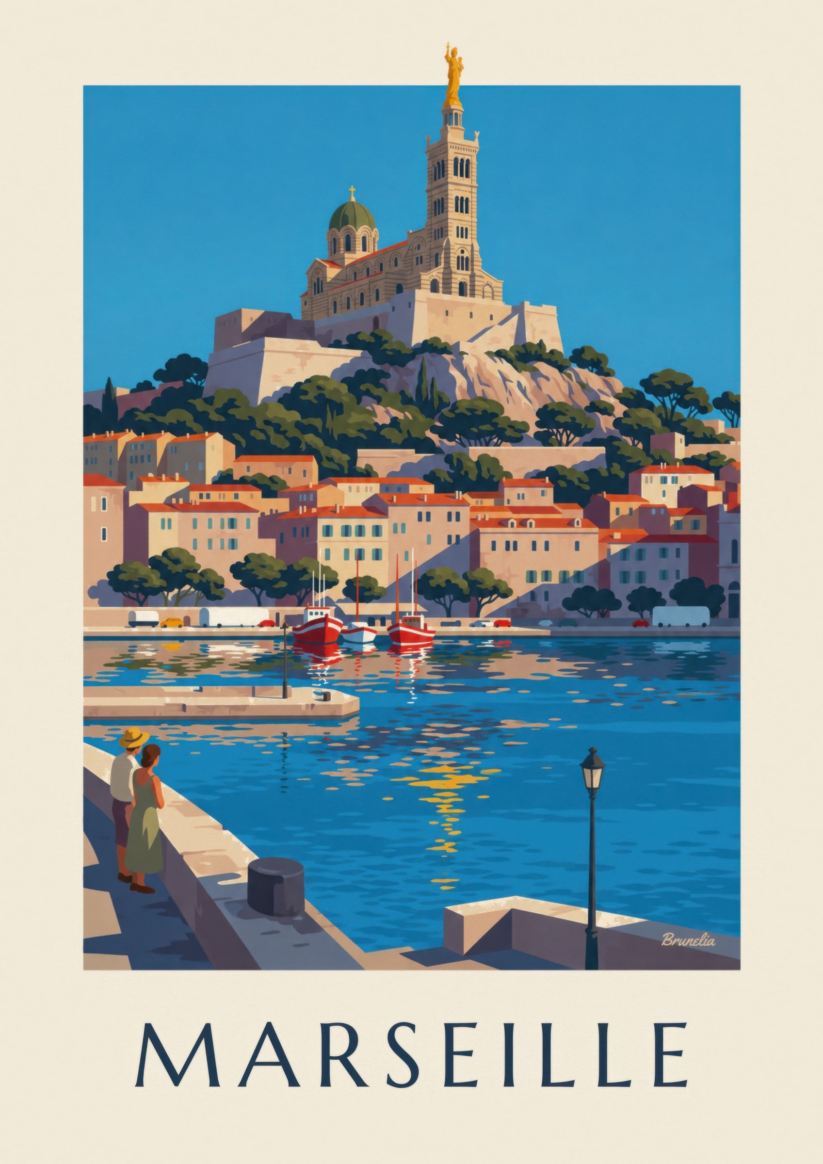 Affiche Notre-Dame-de-la-Garde à Marseille: zbliżenie szczegółu