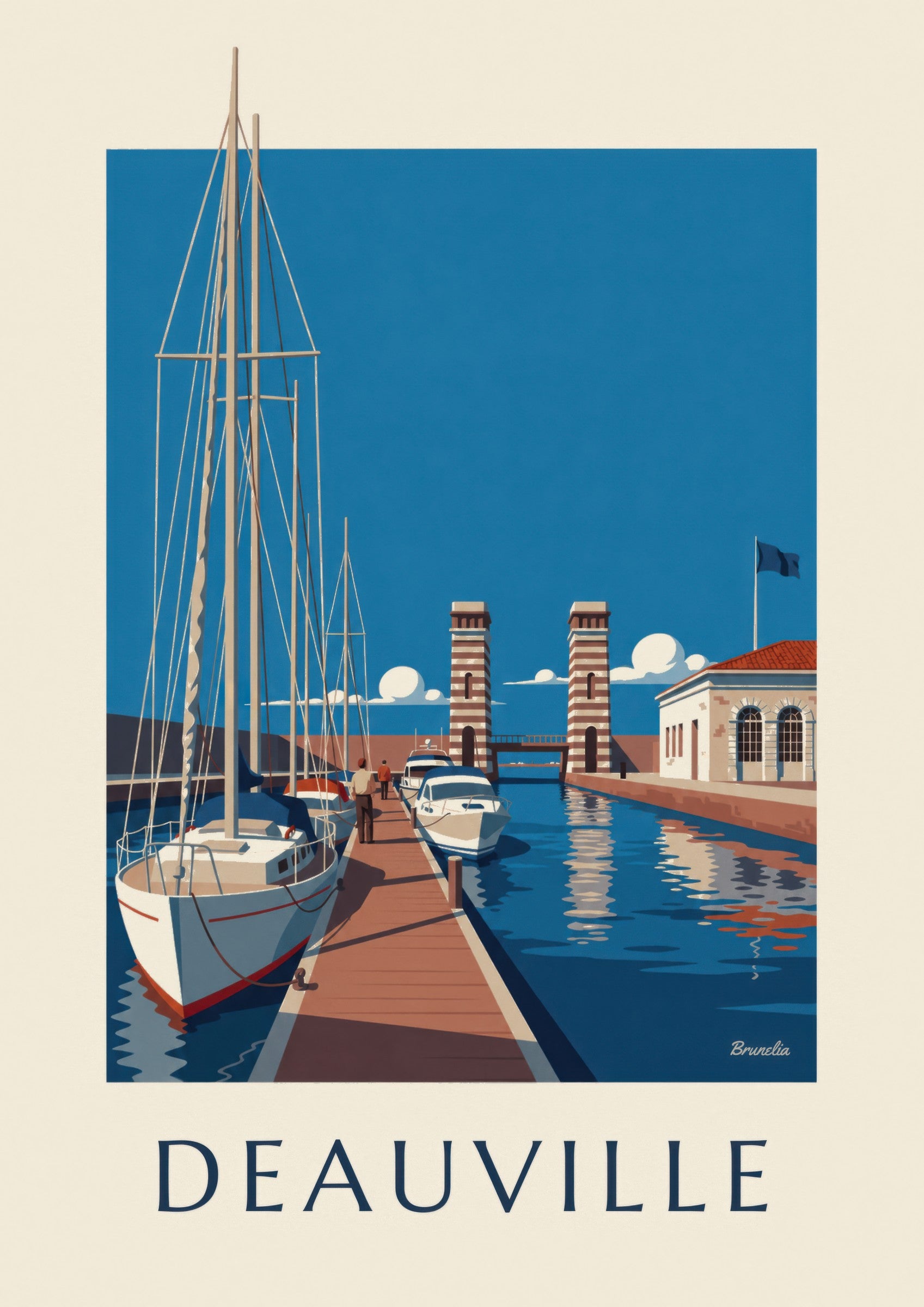 Affiche Port-Deauville marina et voiliers: zbliżenie szczegółu