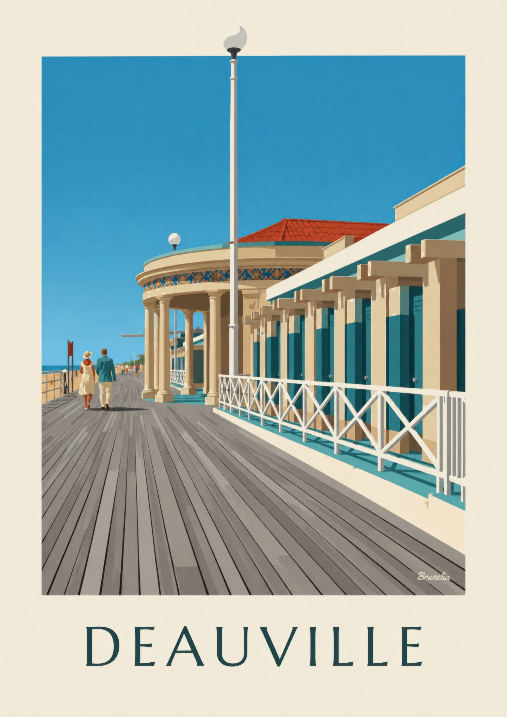 Affiche Deauville les Planches et les Bains pompéiens: zbliżenie szczegółu