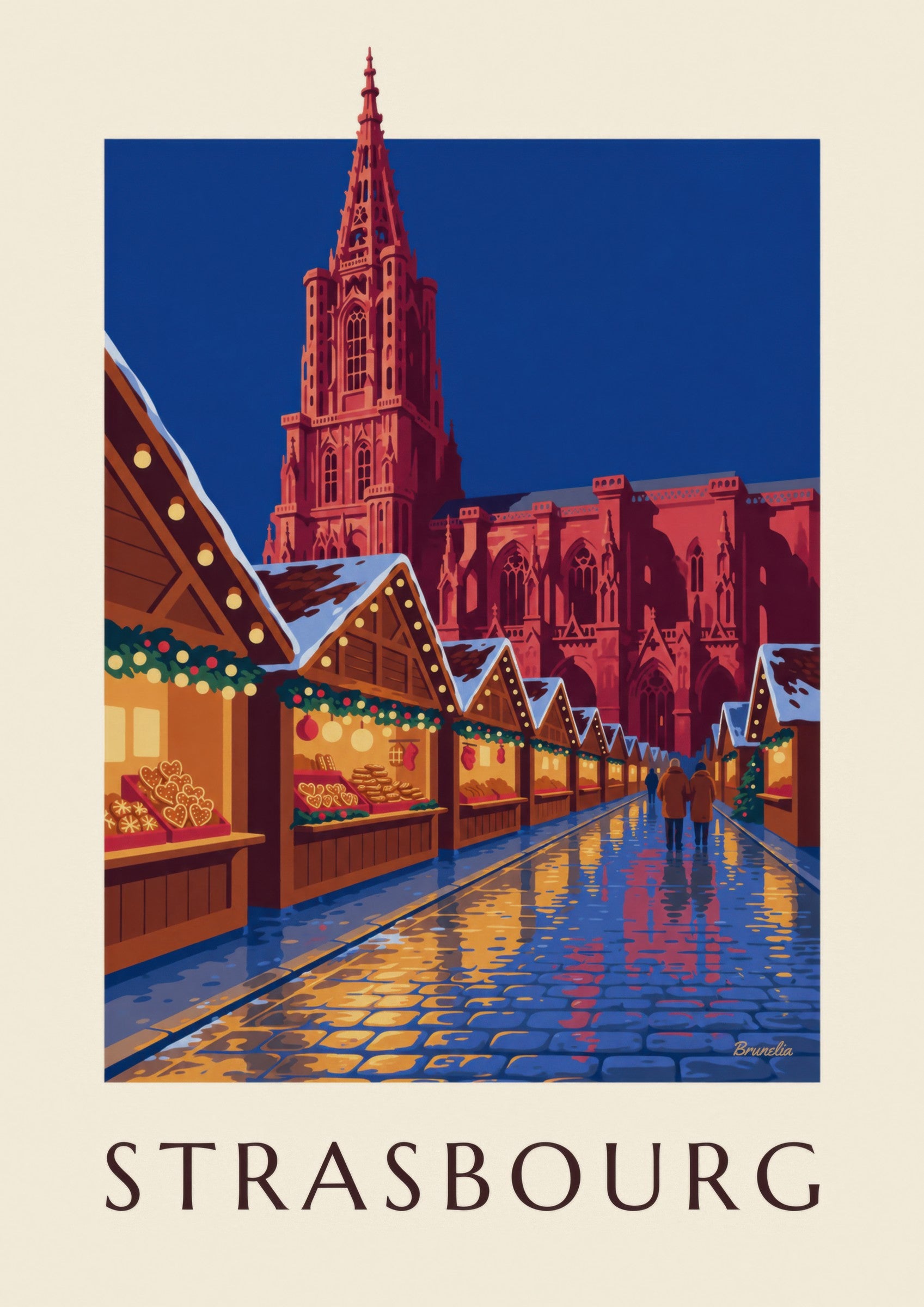 Plakat nocnego jarmarku bożonarodzeniowego w Strasburgu: zbliżenie szczegółu