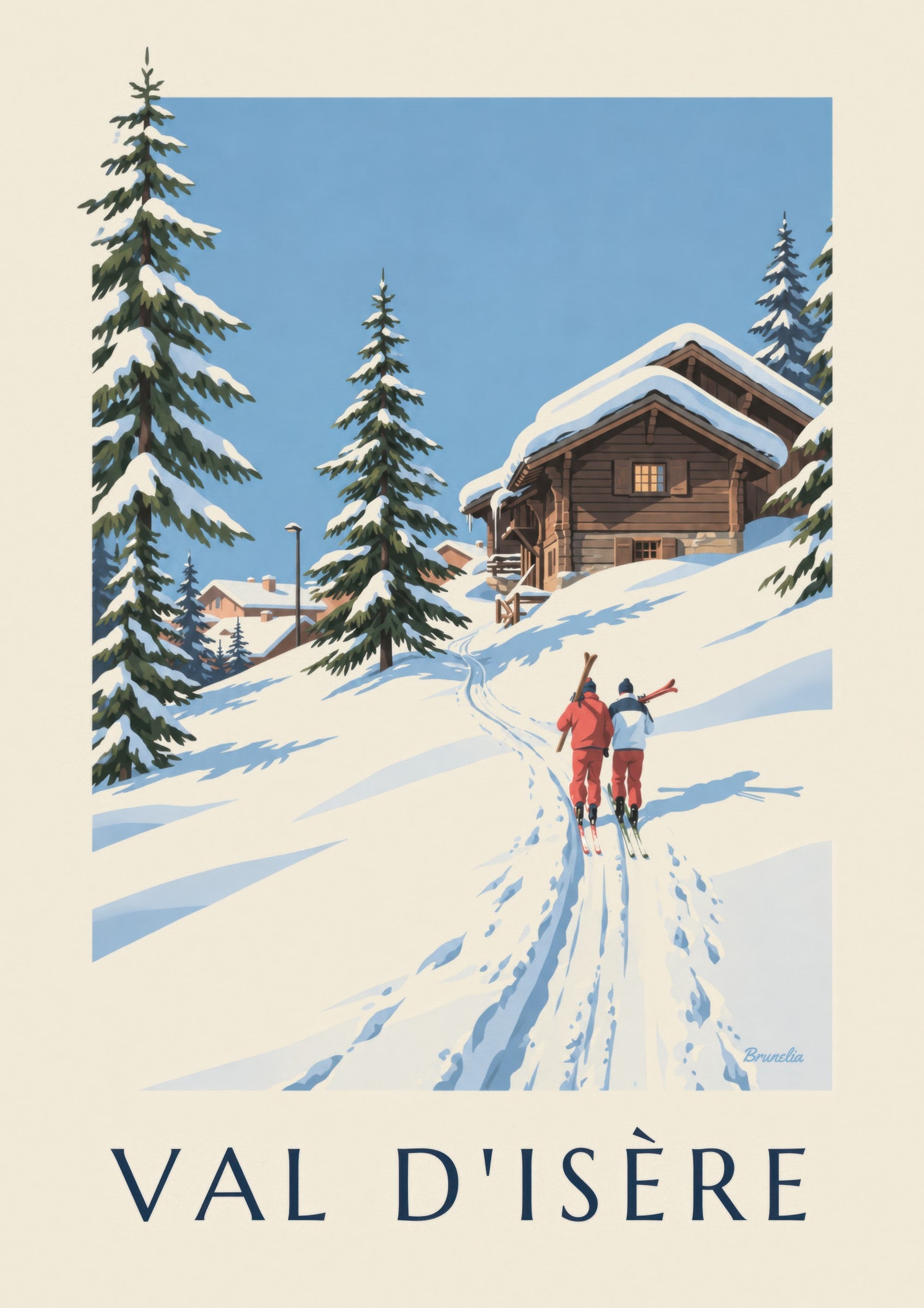Plakat Val d’Isère, narciarze w śniegu: zbliżenie szczegółu