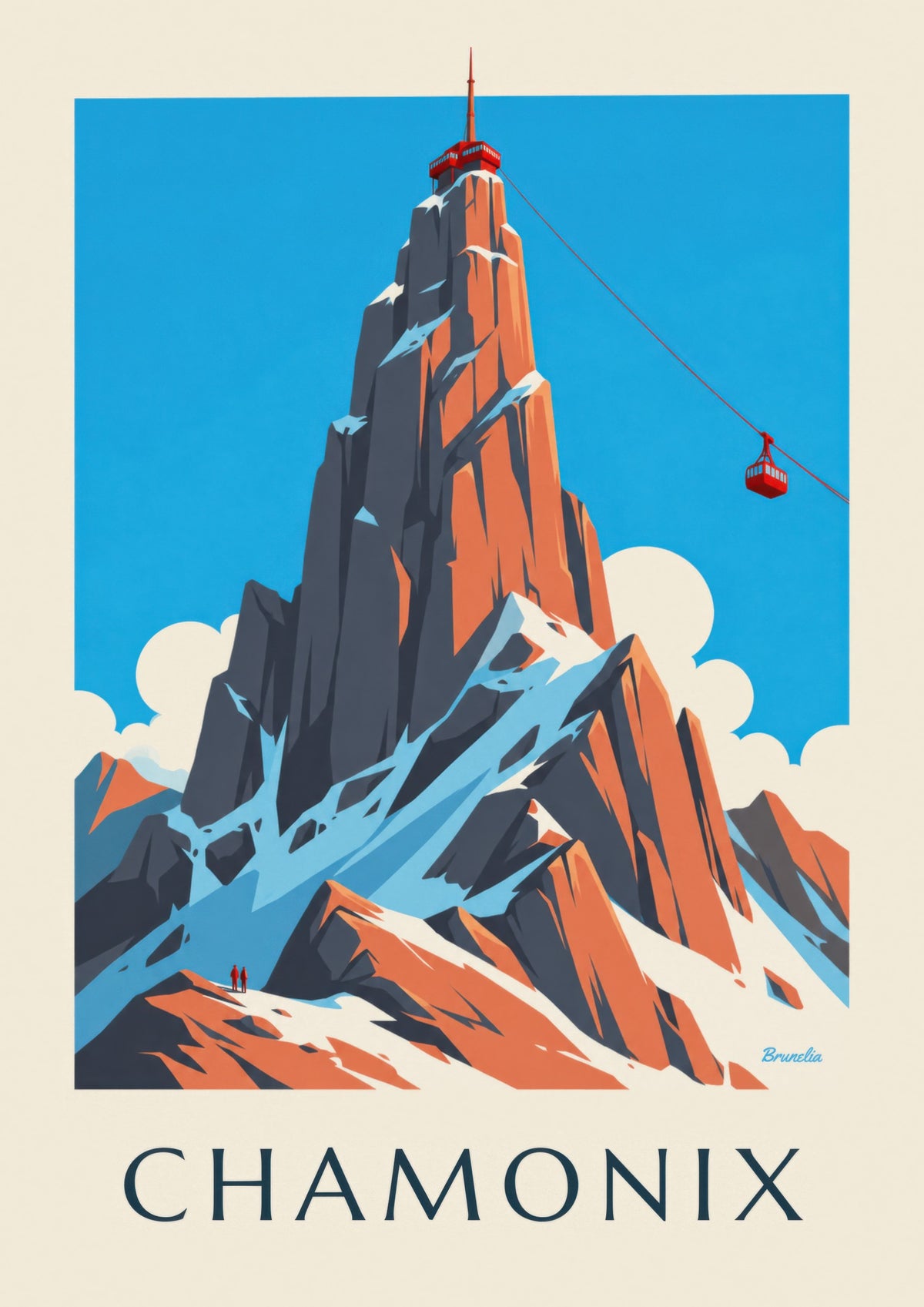 Plakat Chamonix, Aiguille du Midi i kolejka linowa