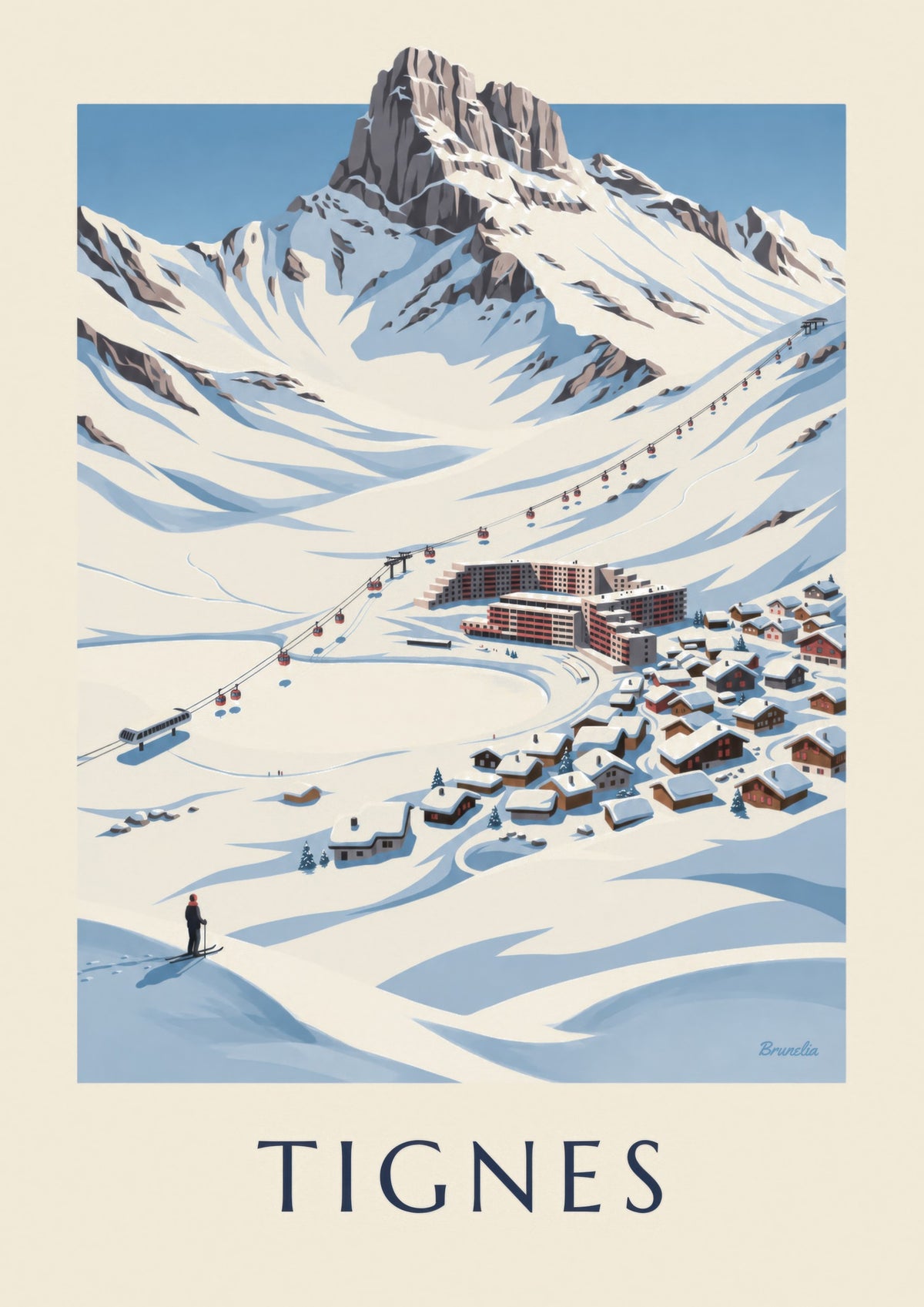Plakat Tignes-Le Lac pod śniegiem