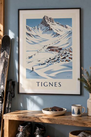 Plakat Tignes-Le Lac pod śniegiem : w ramie na ścianie