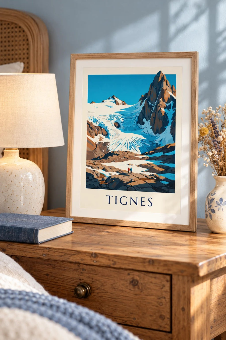 Affiche Tignes, Grande Motte et Grande Casse en été : petit format A4 encadré