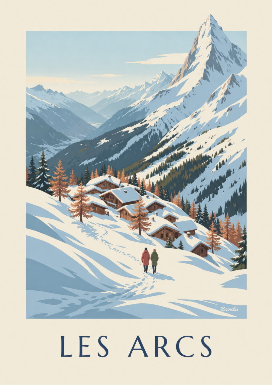 Plakat Les Arcs, panorama doliny Tarentaise