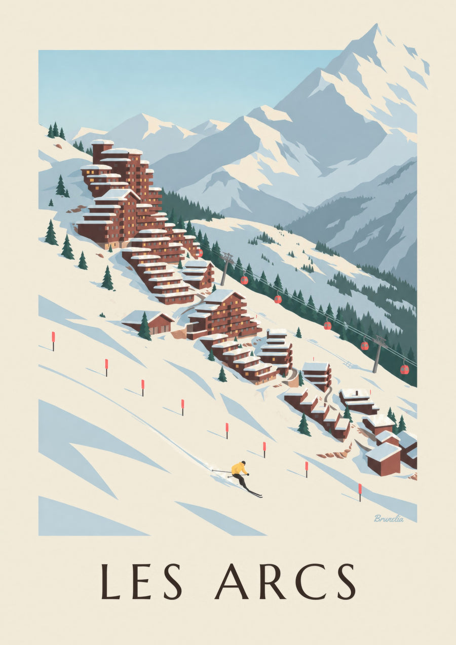 Plakat Les Arcs, tarasowa zabudowa Arc 2000