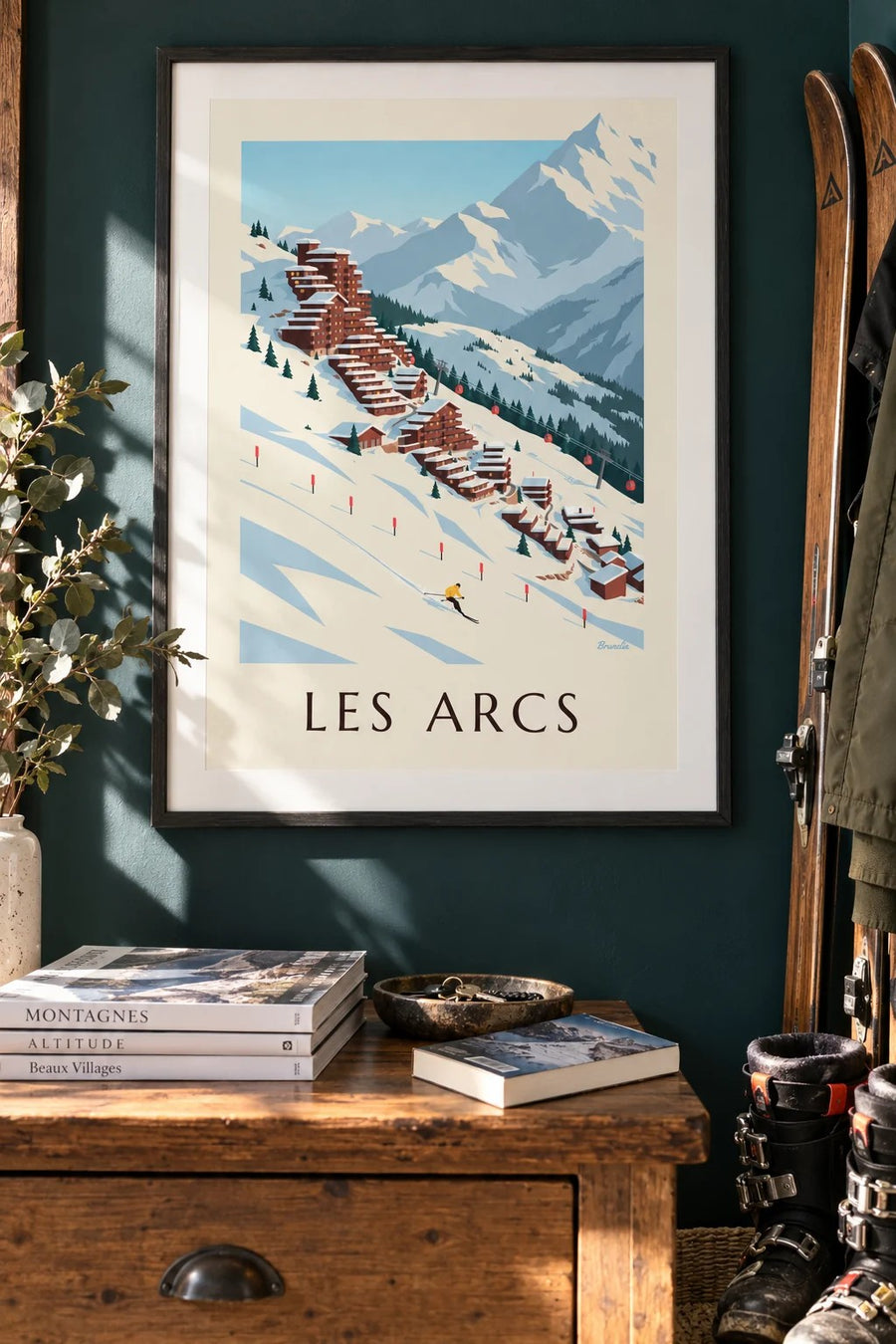 Plakat Les Arcs, tarasowa zabudowa Arc 2000 : w ramie na ścianie