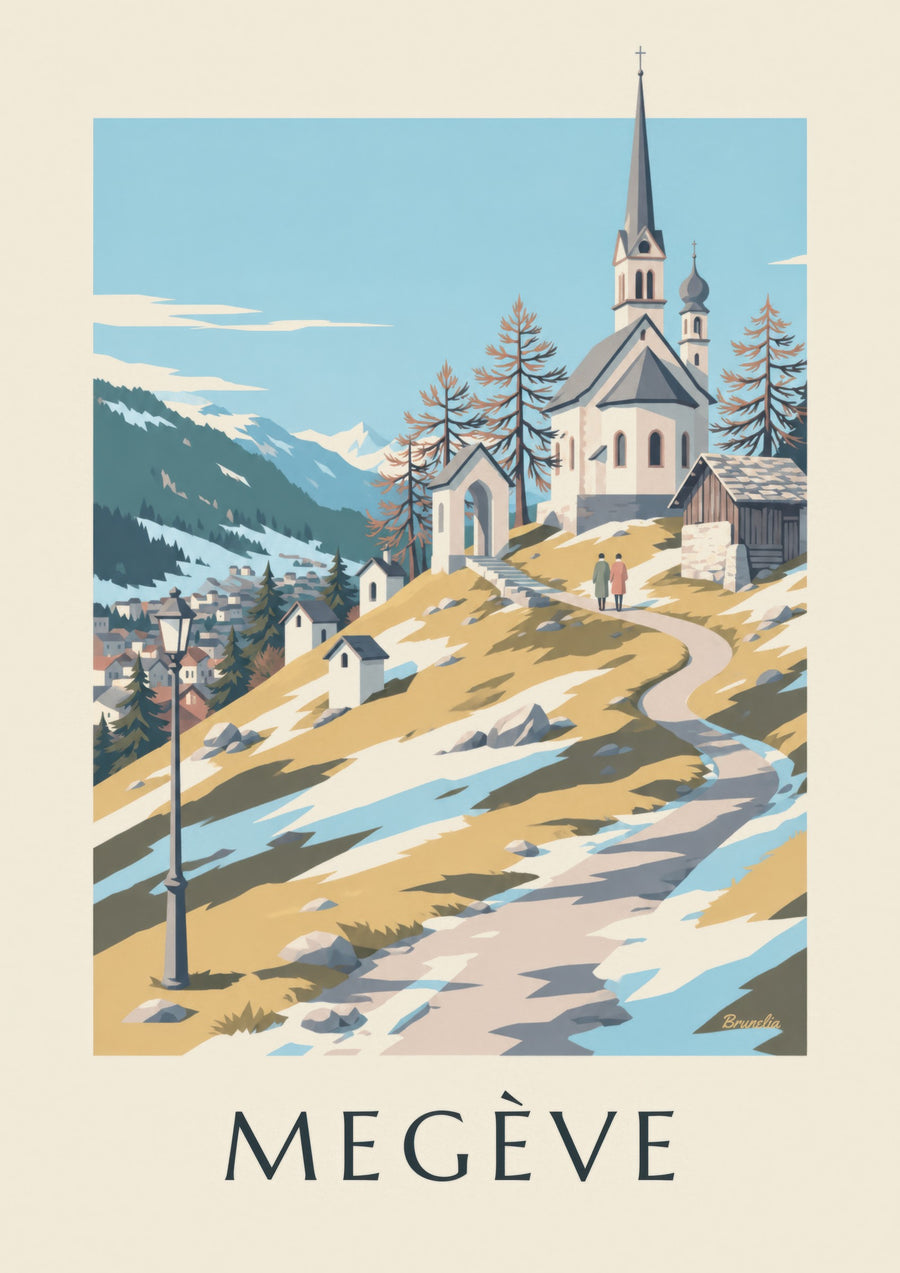 Plakat Megève, kaplice Kalwarii