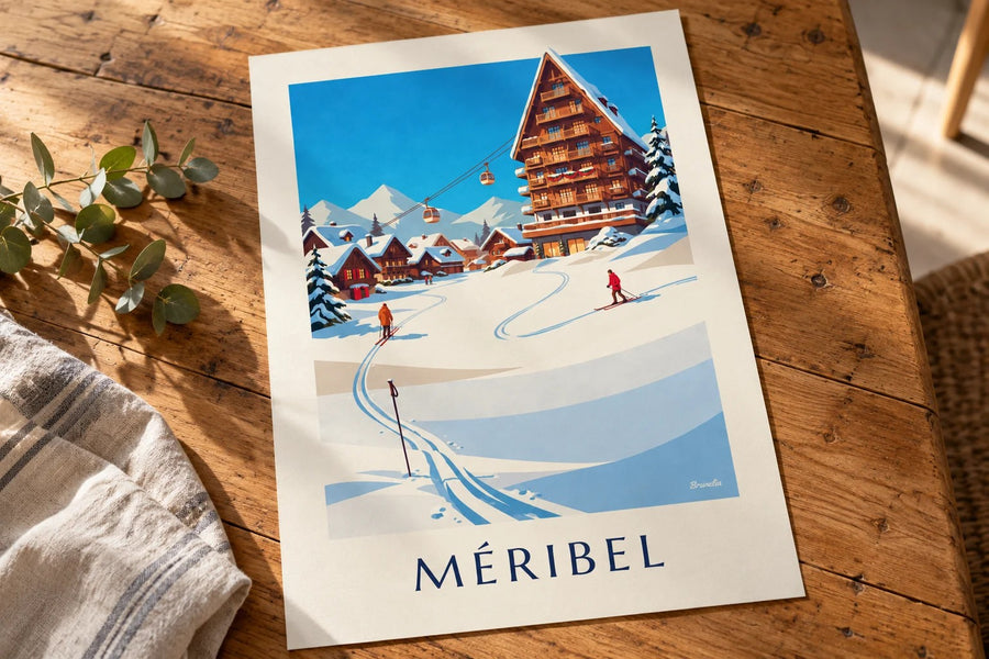 Plakat Méribel-Mottaret w słońcu : na stole