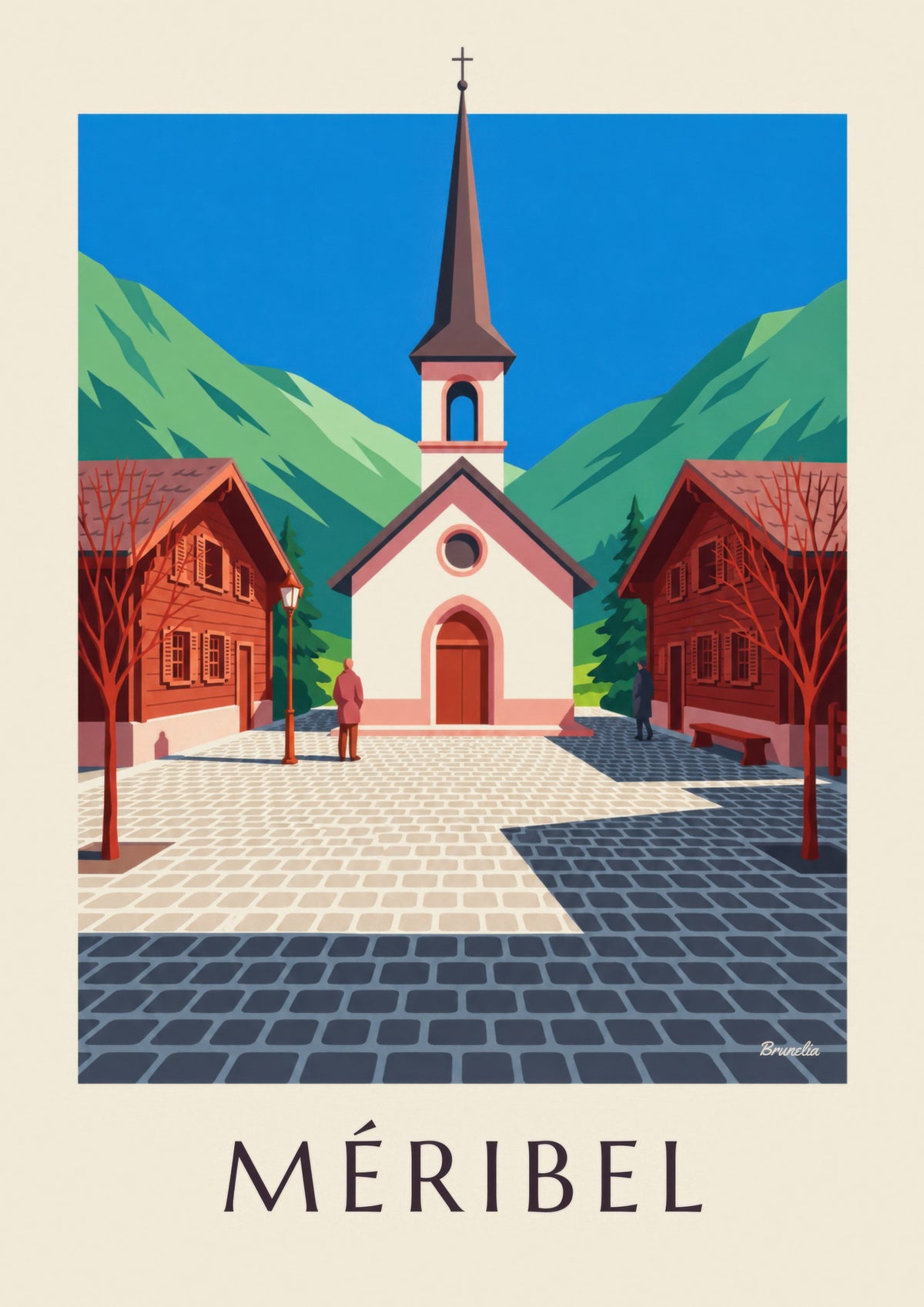 Plakat Méribel, różowa kaplica