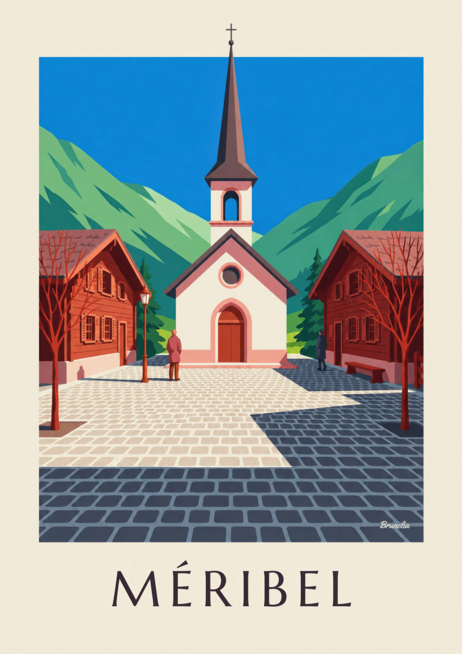 Plakat Méribel, różowa kaplica