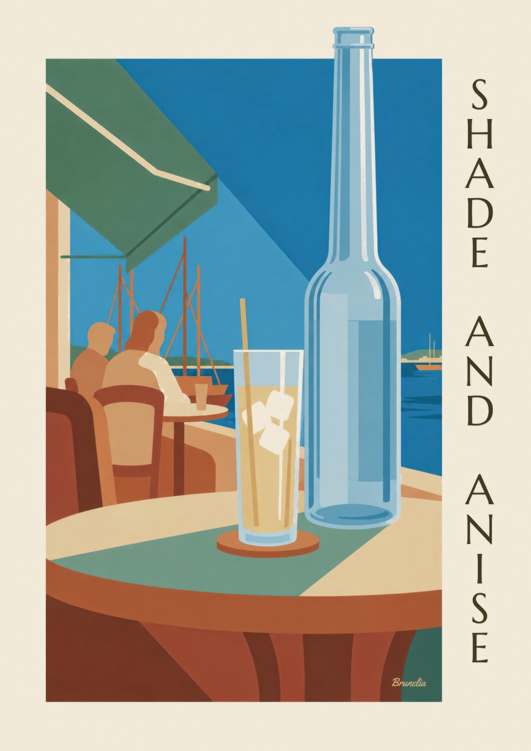 Affiche pastis et carafe d’eau au port: zbliżenie szczegółu