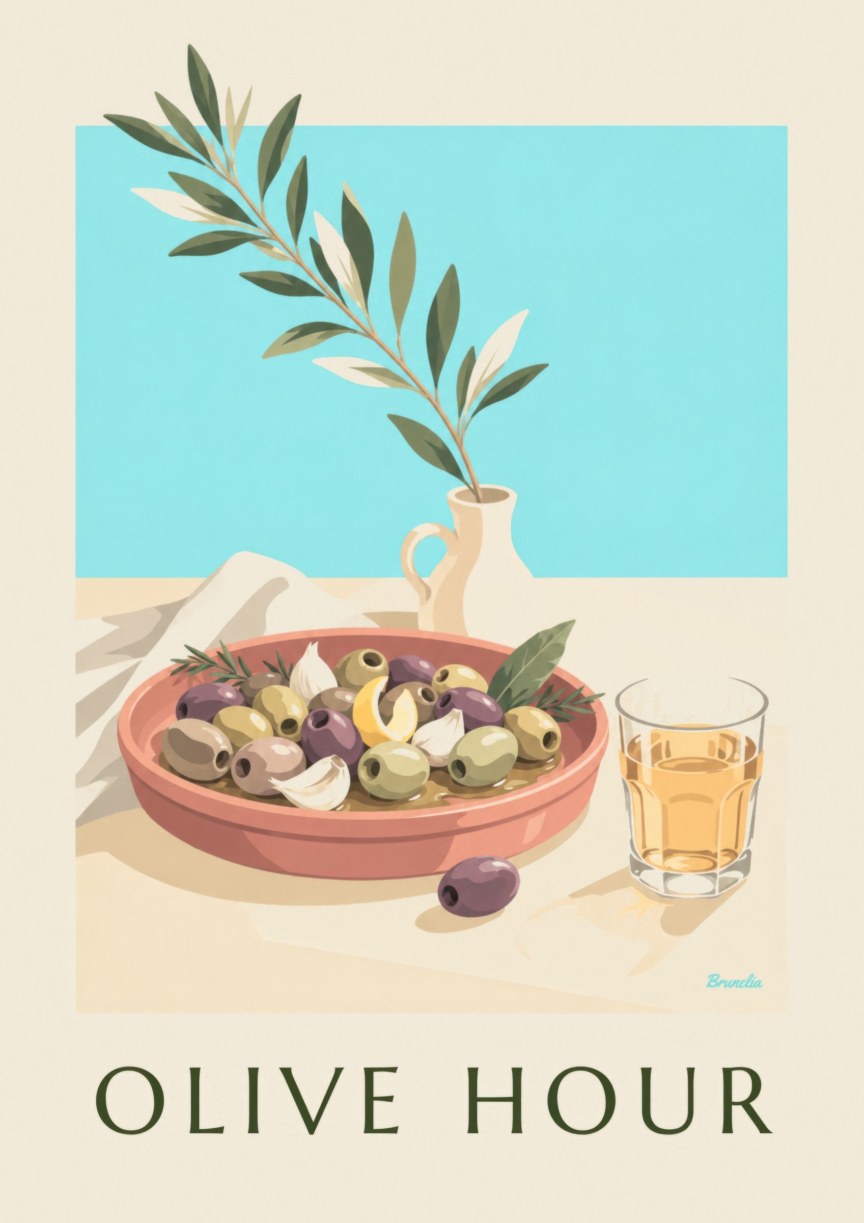 Affiche olives de Provence à l'apéritif: zbliżenie szczegółu