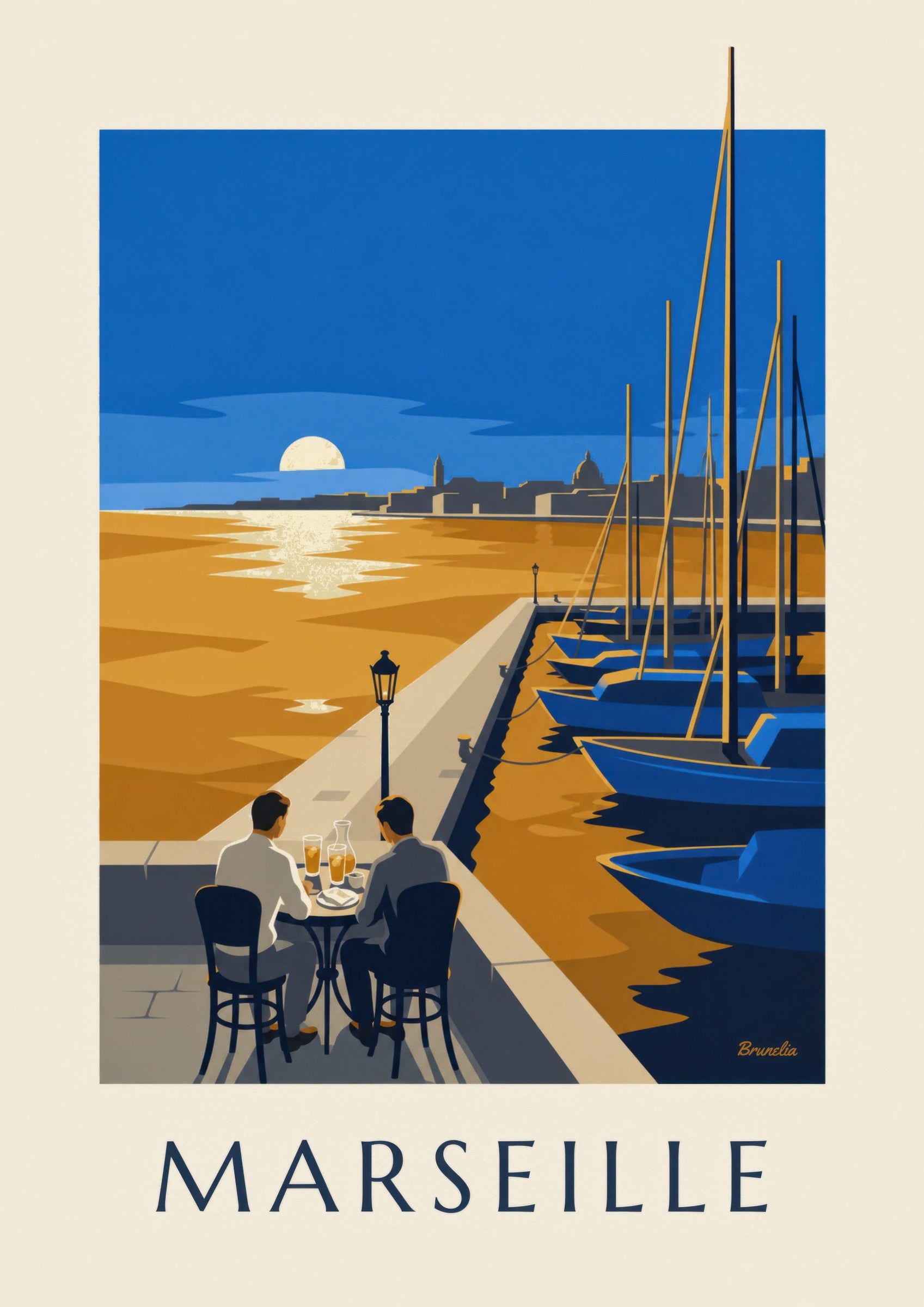 Affiche apéritif au coucher du soleil à Marseille: zbliżenie szczegółu